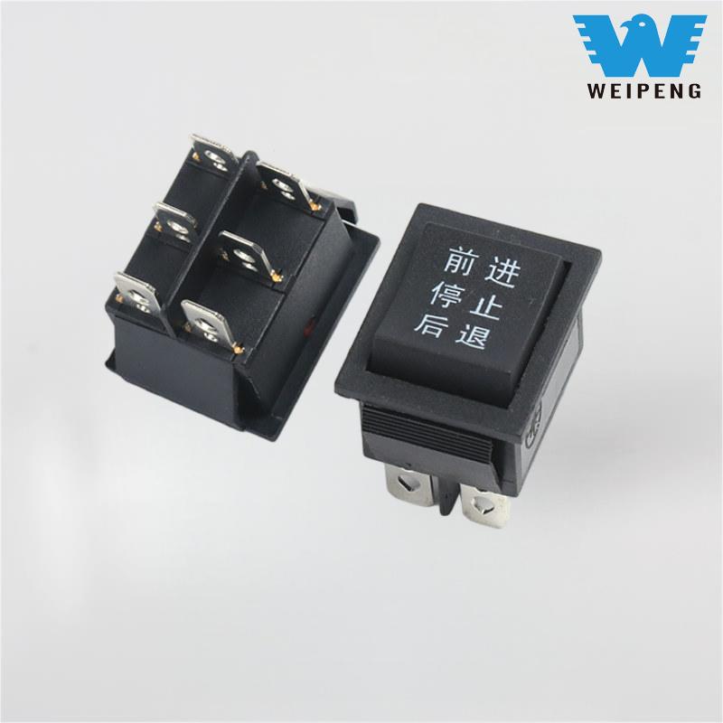 KCD4 черен 31*25 мм 6-пинов 3-позиционен 16A 250V превключвател