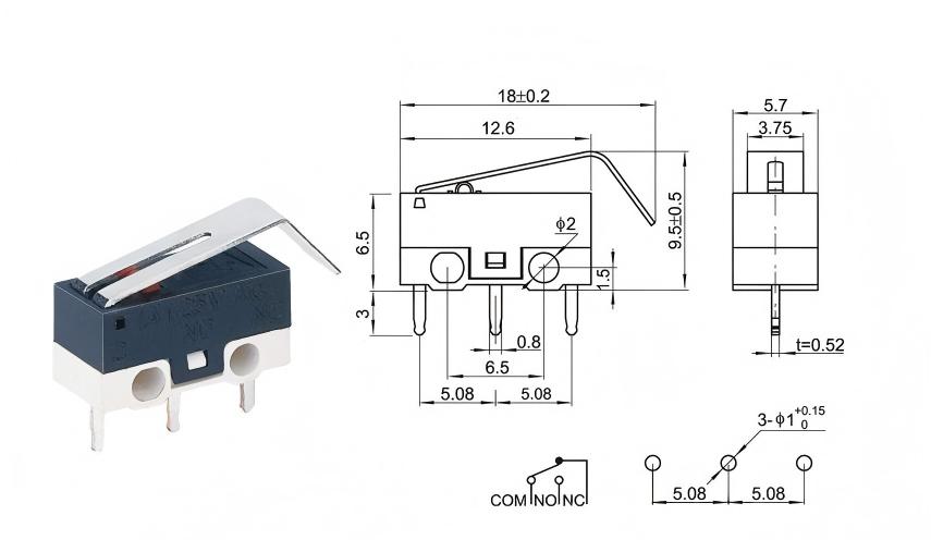 Превключвател за мишка със сребърна DOT извита дръжка